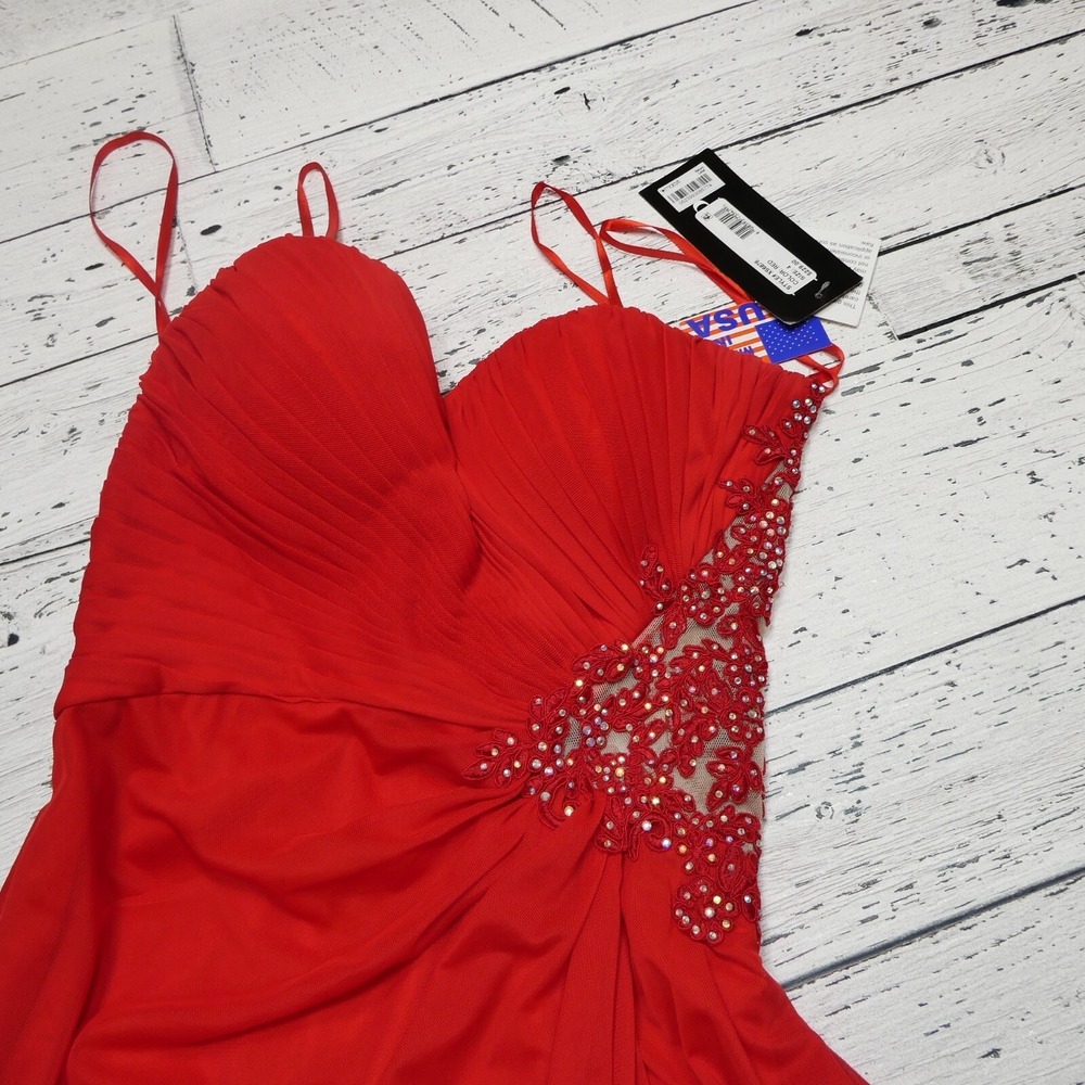XSCAPE Dress Evening Gown Size 4 Red Strapless Prom Formal NWT $229